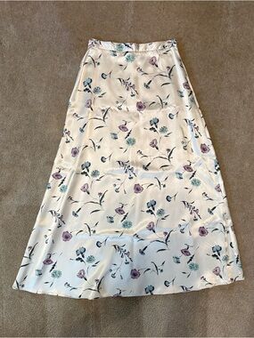 35th&10th Vtg Satin Women's Champagne Floral A-Line Skirt